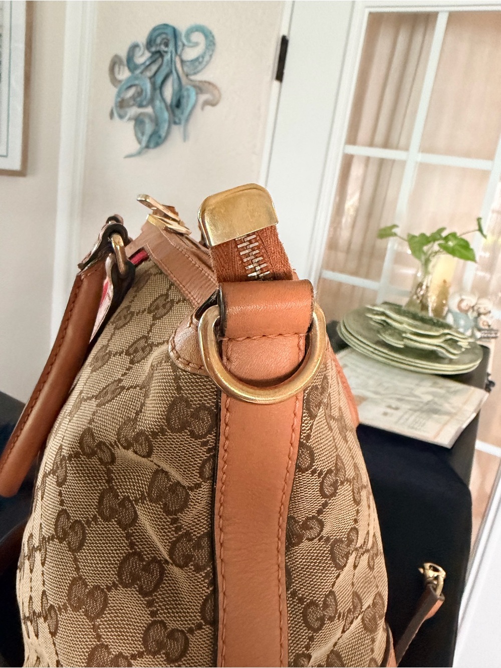 Gucci Web Boston Bag GG Canvas Medium pink crossbody - Picture 5 of 15